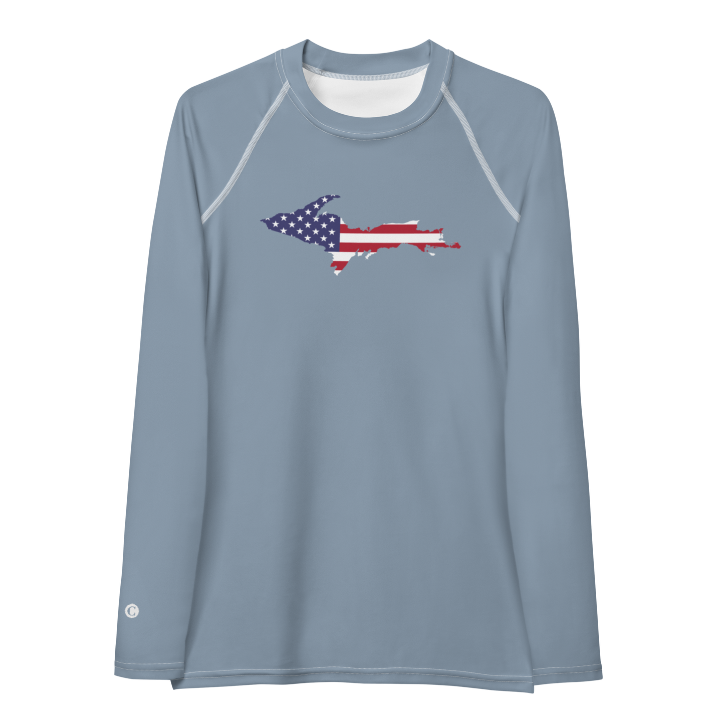 Michigan Upper Peninsula Rash Guard (w/ UP USA Flag) | Women's - B-24 Grey