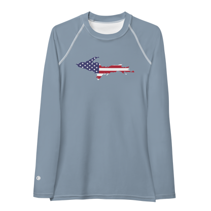 Michigan Upper Peninsula Rash Guard (w/ UP USA Flag) | Women's - B-24 Grey