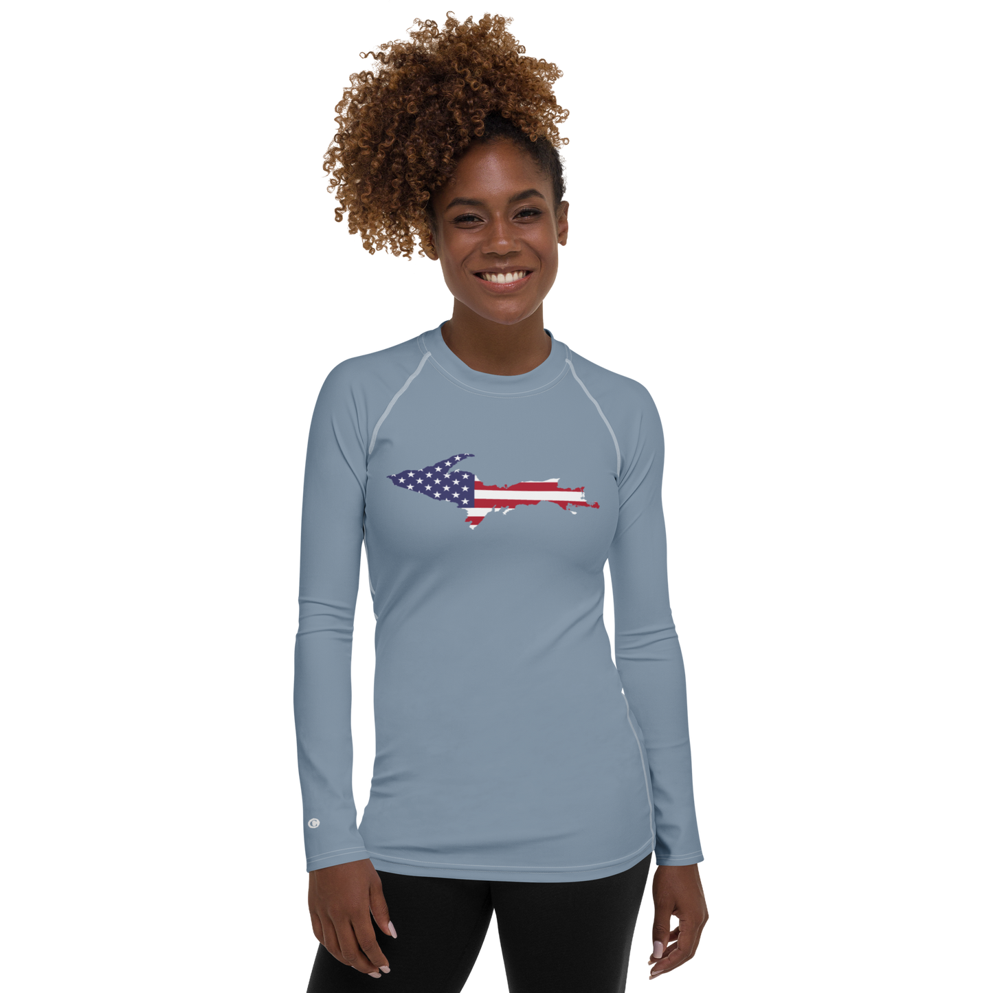 Michigan Upper Peninsula Rash Guard (w/ UP USA Flag) | Women's - B-24 Grey