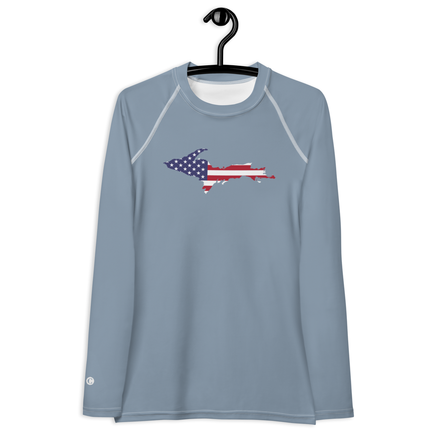 Michigan Upper Peninsula Rash Guard (w/ UP USA Flag) | Women's - B-24 Grey