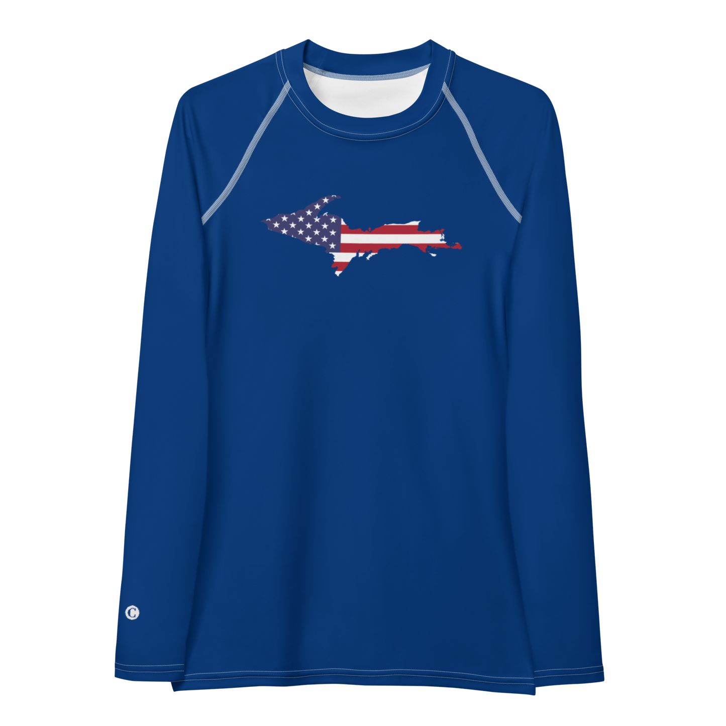 Michigan Upper Peninsula Rash Guard (w/ UP USA Flag) | Women's - Dearborn Blue