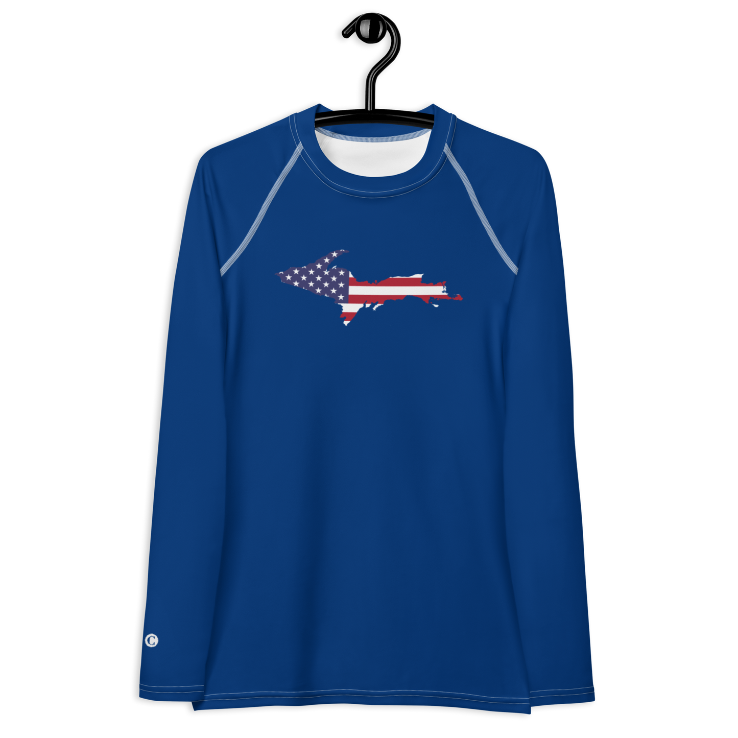 Michigan Upper Peninsula Rash Guard (w/ UP USA Flag) | Women's - Dearborn Blue