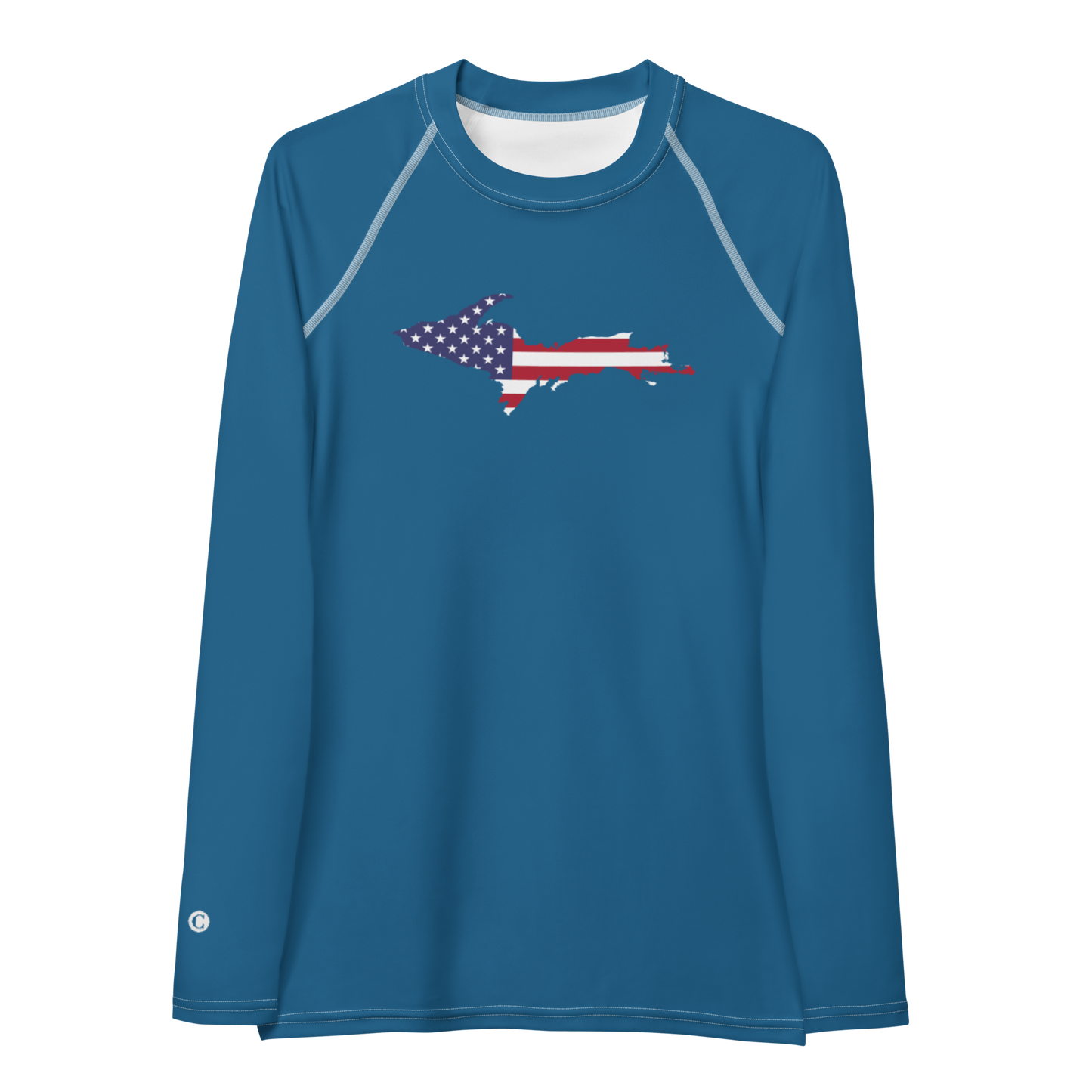 Michigan Upper Peninsula Rash Guard (w/ UP USA Flag) | Women's - Blueberry