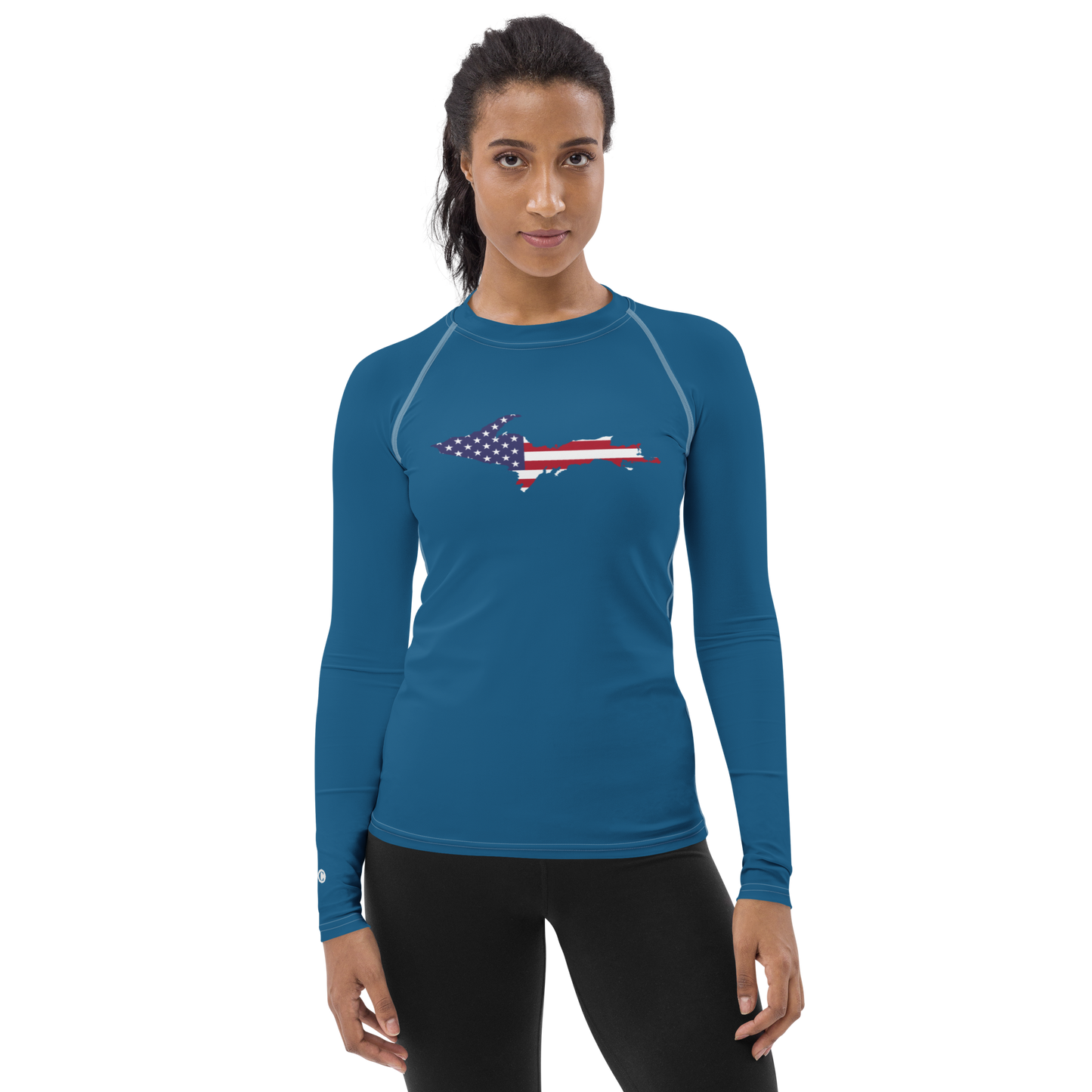 Michigan Upper Peninsula Rash Guard (w/ UP USA Flag) | Women's - Blueberry