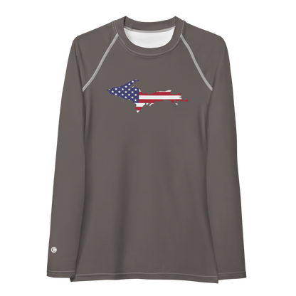 Michigan Upper Peninsula Rash Guard (w/ UP USA Flag) | Women's - Warren Tank Grey