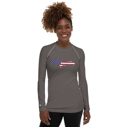 Michigan Upper Peninsula Rash Guard (w/ UP USA Flag) | Women's - Warren Tank Grey