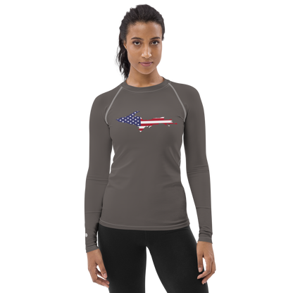 Michigan Upper Peninsula Rash Guard (w/ UP USA Flag) | Women's - Warren Tank Grey