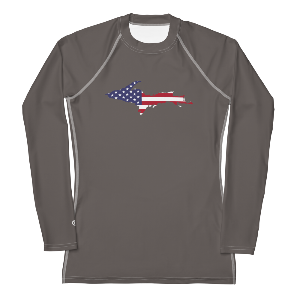 Michigan Upper Peninsula Rash Guard (w/ UP USA Flag) | Women's - Warren Tank Grey