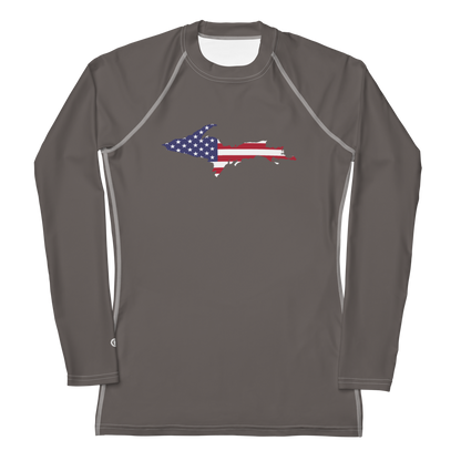 Michigan Upper Peninsula Rash Guard (w/ UP USA Flag) | Women's - Warren Tank Grey