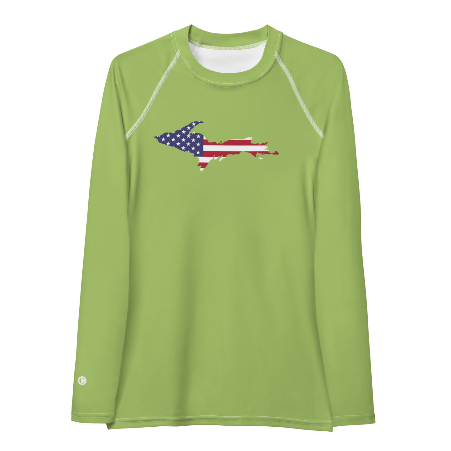 Michigan Upper Peninsula Rash Guard (w/ UP USA Flag) | Women's - Gooseberry Green