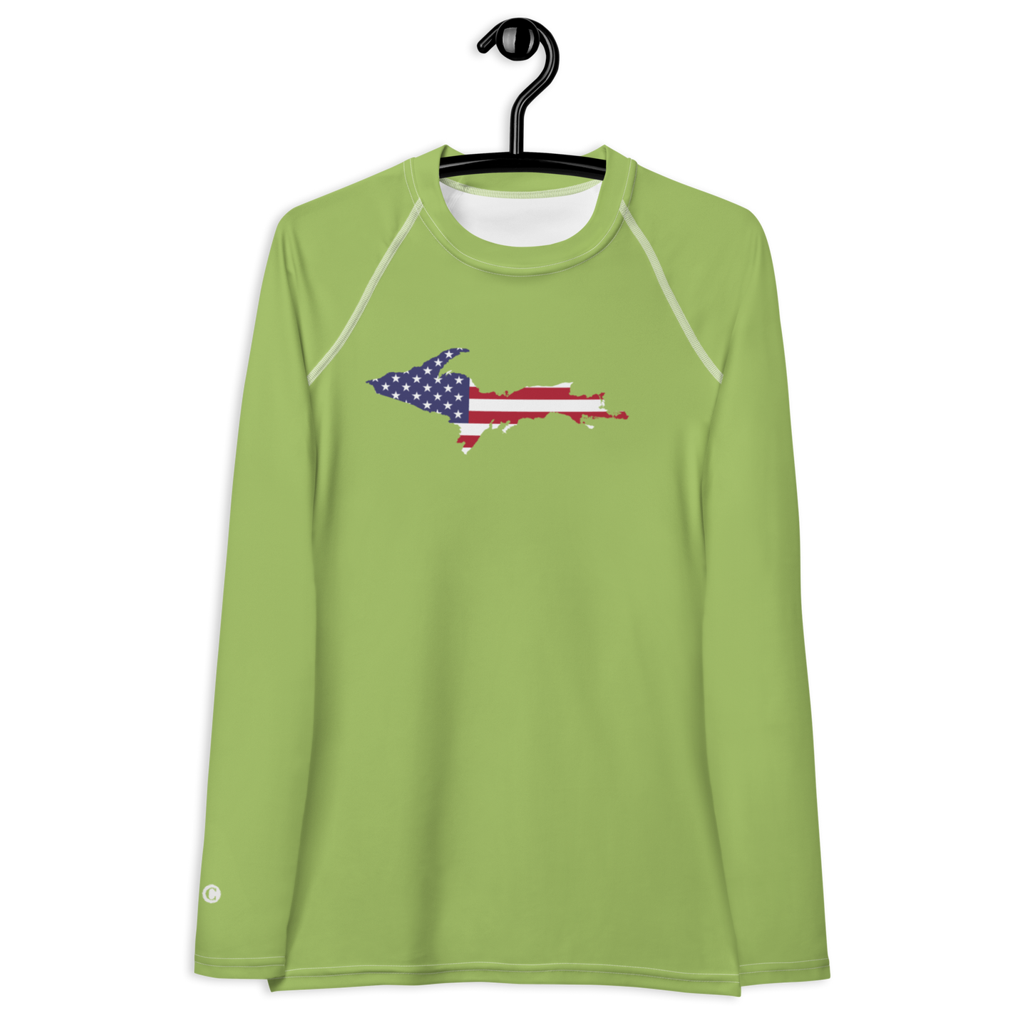 Michigan Upper Peninsula Rash Guard (w/ UP USA Flag) | Women's - Gooseberry Green