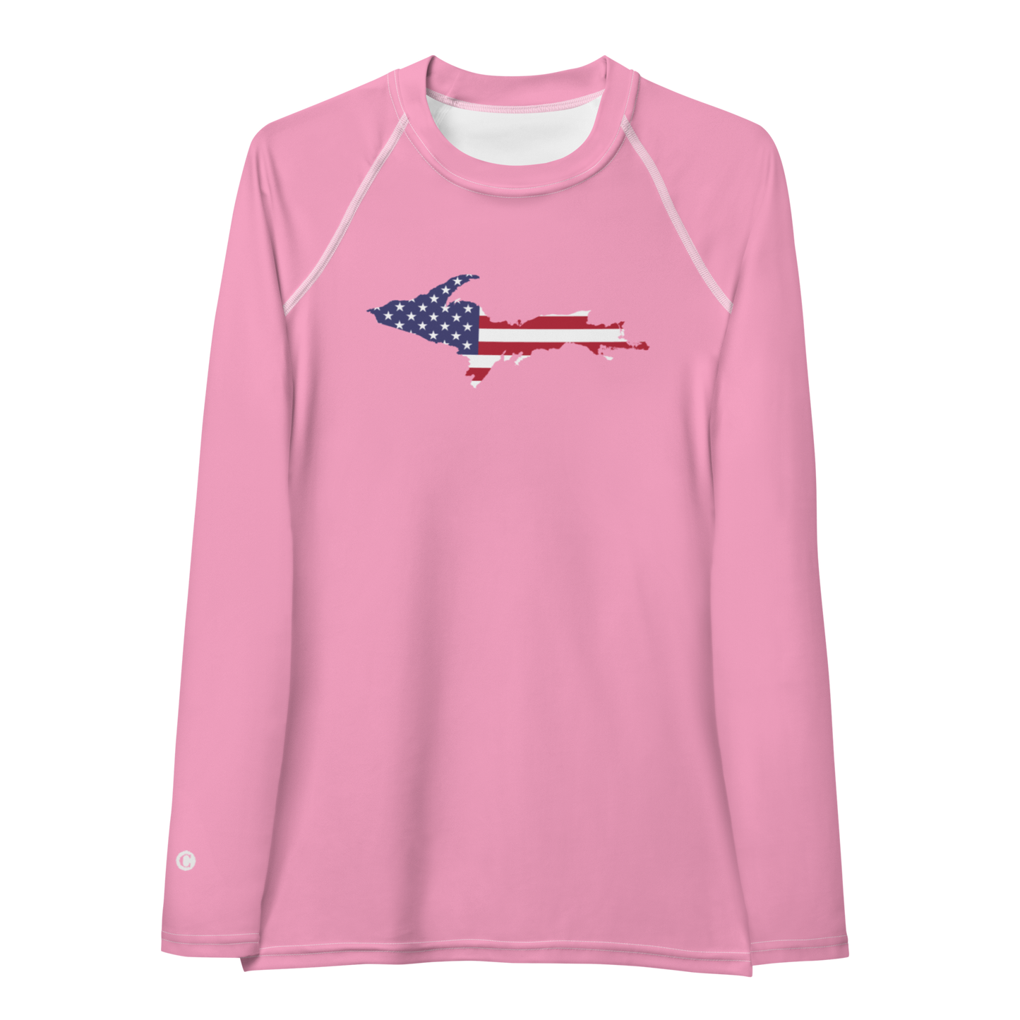 Michigan Upper Peninsula Rash Guard (w/ UP USA Flag) | Women's - '67 Caddie Pink