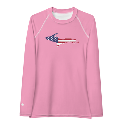 Michigan Upper Peninsula Rash Guard (w/ UP USA Flag) | Women's - '67 Caddie Pink