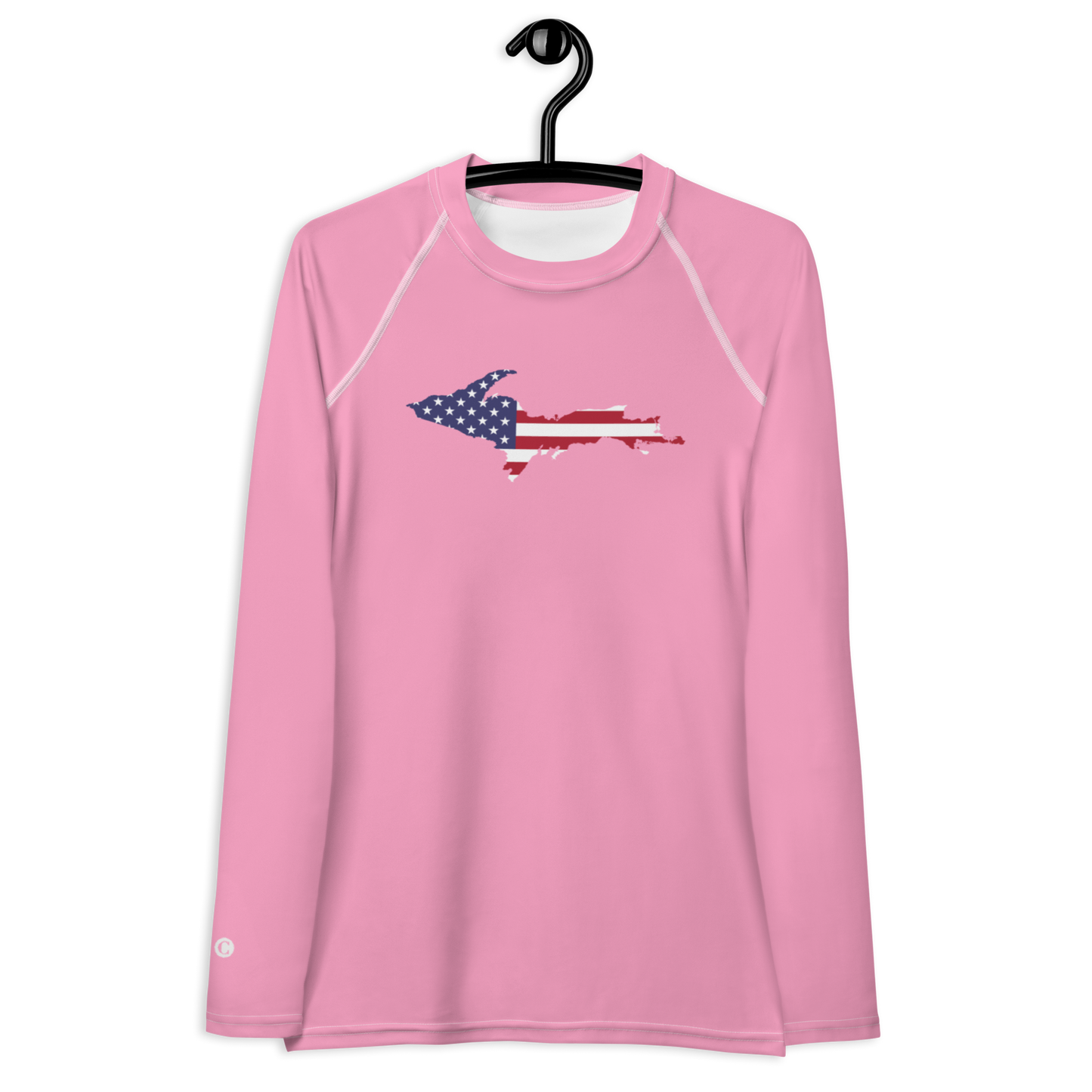 Michigan Upper Peninsula Rash Guard (w/ UP USA Flag) | Women's - '67 Caddie Pink