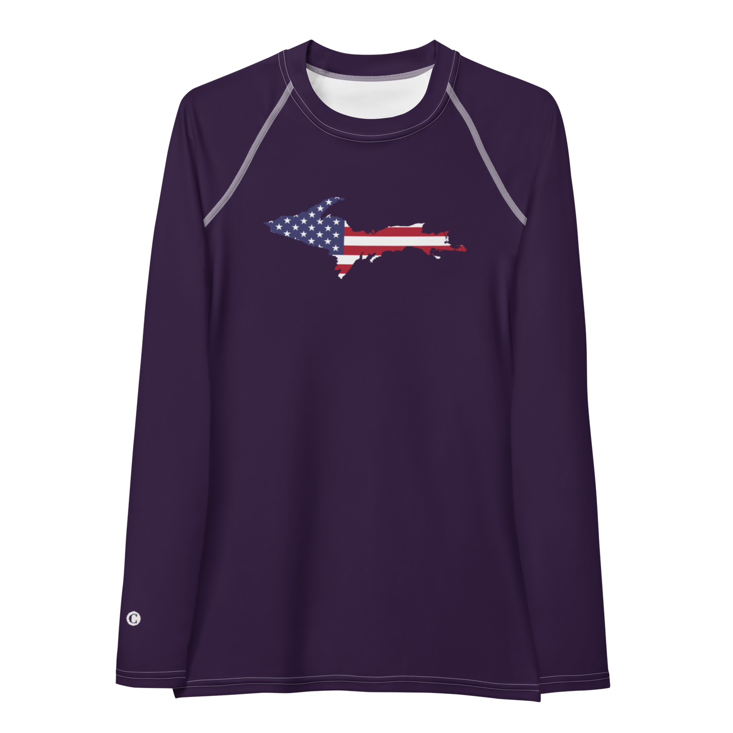 Michigan Upper Peninsula Rash Guard (w/ UP USA Flag) | Women's - Blackcurrant