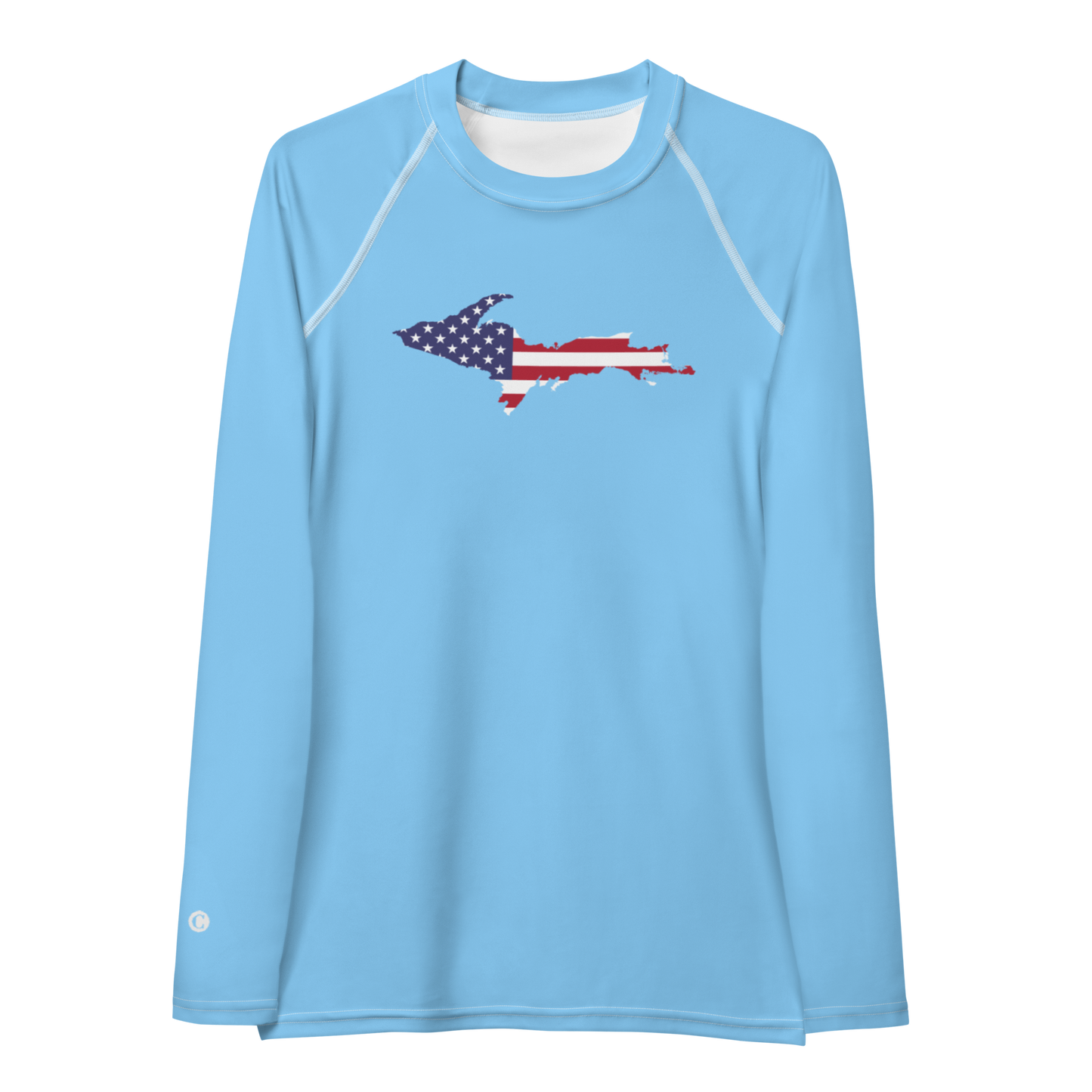 Michigan Upper Peninsula Rash Guard (w/ UP USA Flag) | Women's - DTW Blue