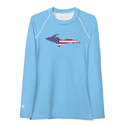 Michigan Upper Peninsula Rash Guard (w/ UP USA Flag) | Women's - DTW Blue