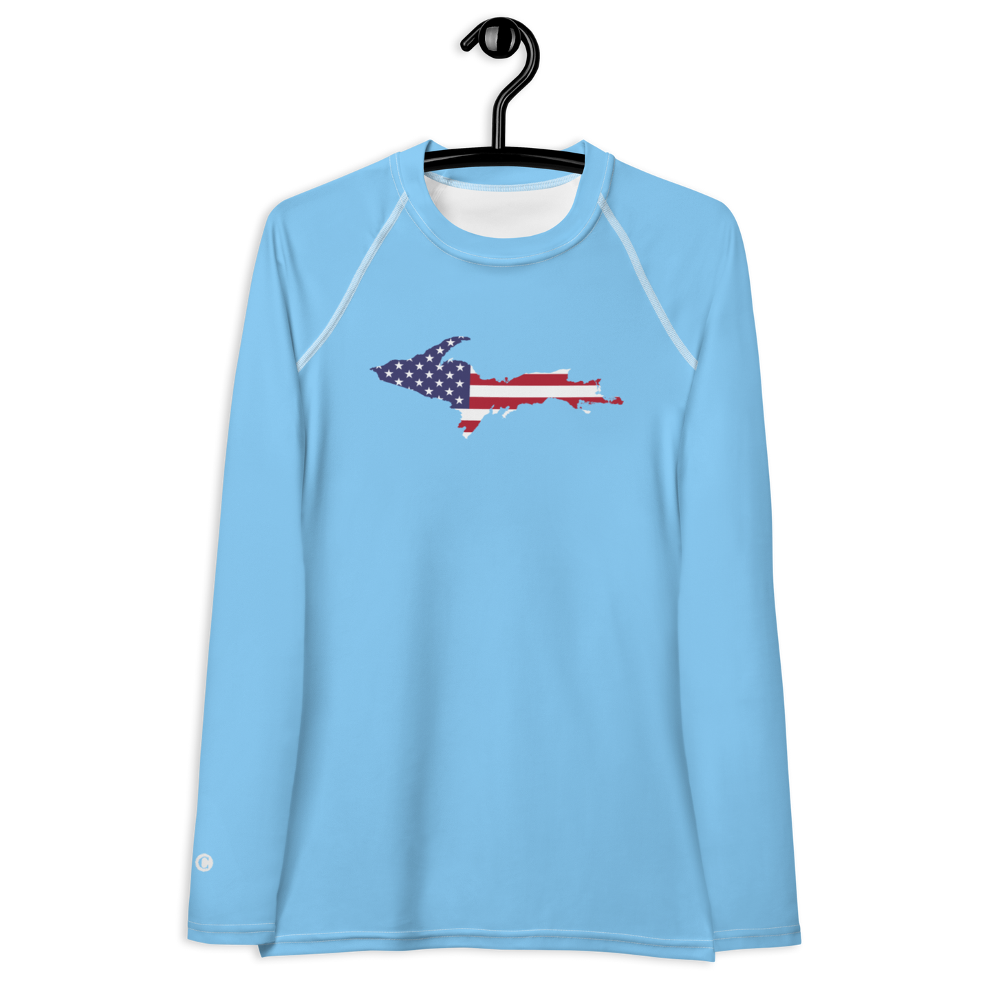 Michigan Upper Peninsula Rash Guard (w/ UP USA Flag) | Women's - DTW Blue