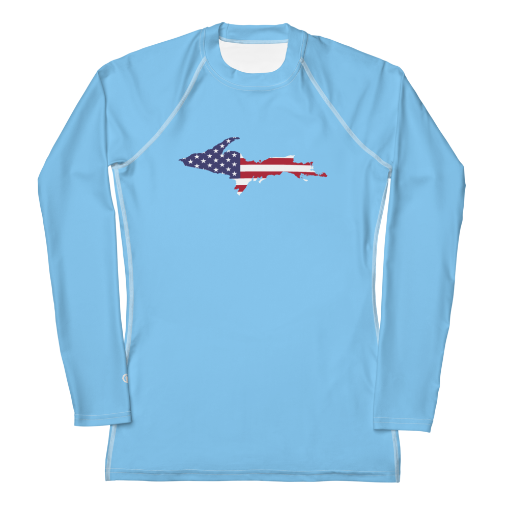 Michigan Upper Peninsula Rash Guard (w/ UP USA Flag) | Women's - DTW Blue