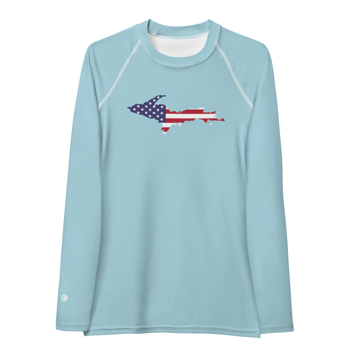 Michigan Upper Peninsula Rash Guard (w/ UP USA Flag) | Women's - '58 Caddie Blue