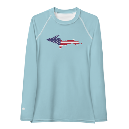 Michigan Upper Peninsula Rash Guard (w/ UP USA Flag) | Women's - '58 Caddie Blue