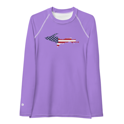 Michigan Upper Peninsula Rash Guard (w/ UP USA Flag) | Women's - Lavender