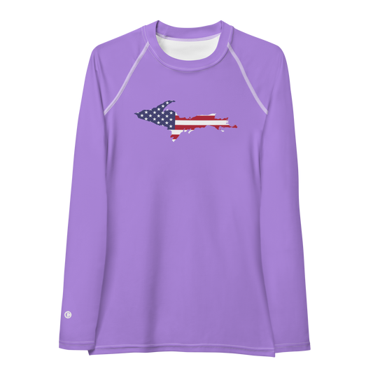 Michigan Upper Peninsula Rash Guard (w/ UP USA Flag) | Women's - Lavender