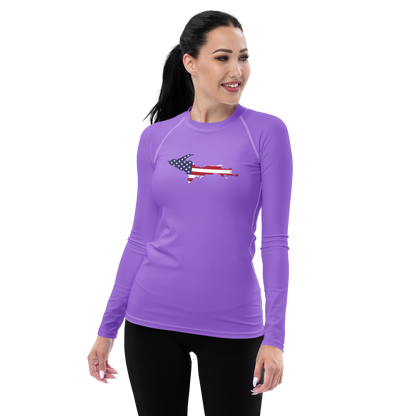 Michigan Upper Peninsula Rash Guard (w/ UP USA Flag) | Women's - Lavender