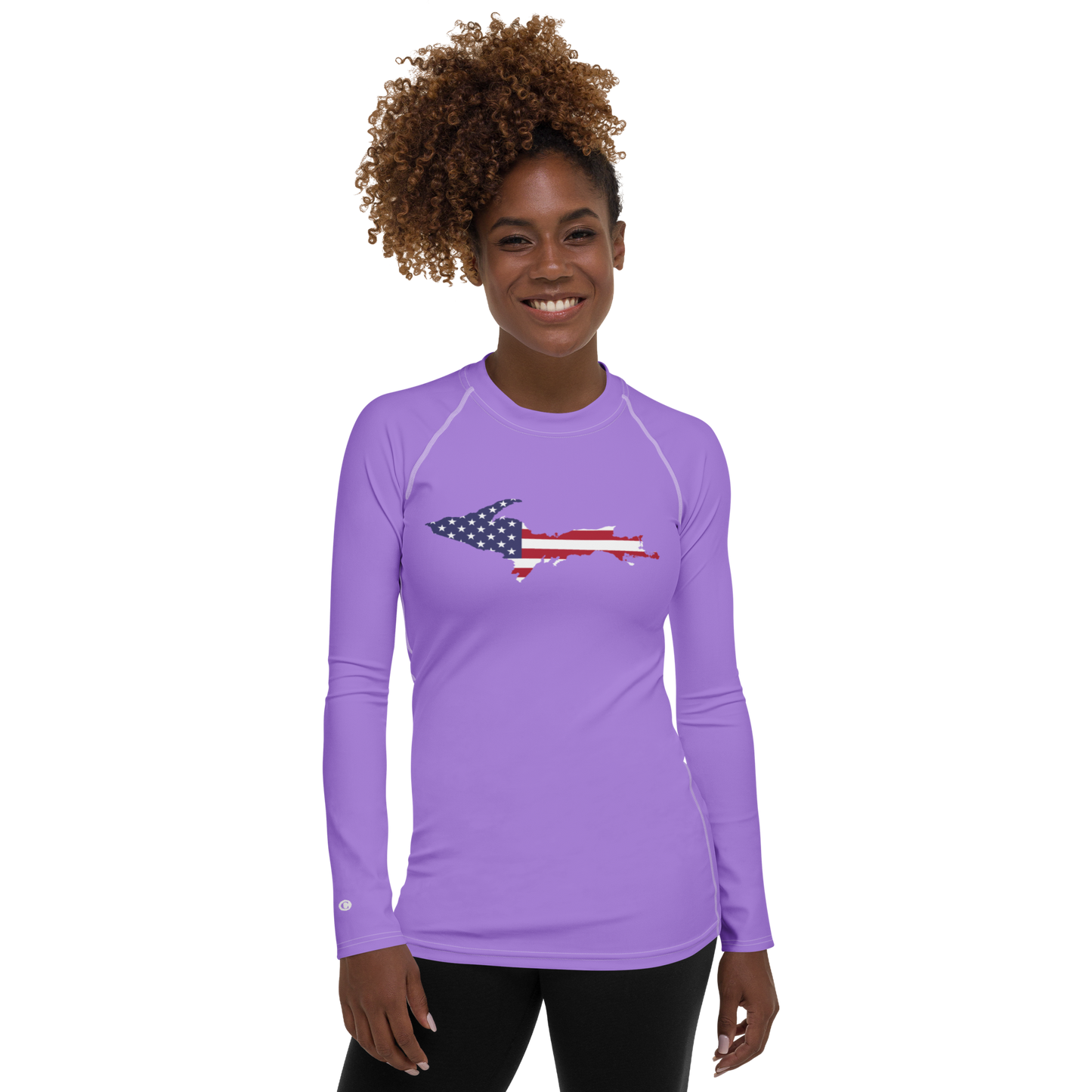 Michigan Upper Peninsula Rash Guard (w/ UP USA Flag) | Women's - Lavender