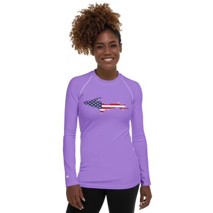 Michigan Upper Peninsula Rash Guard (w/ UP USA Flag) | Women's - Lavender