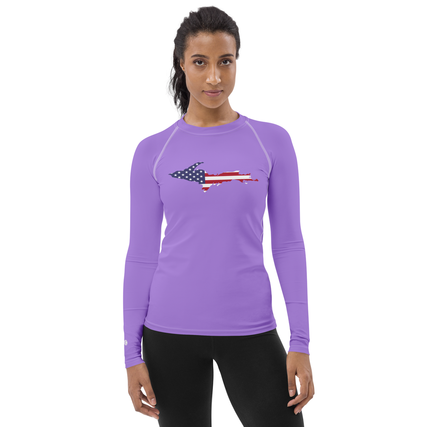 Michigan Upper Peninsula Rash Guard (w/ UP USA Flag) | Women's - Lavender