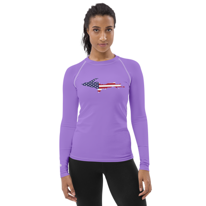 Michigan Upper Peninsula Rash Guard (w/ UP USA Flag) | Women's - Lavender