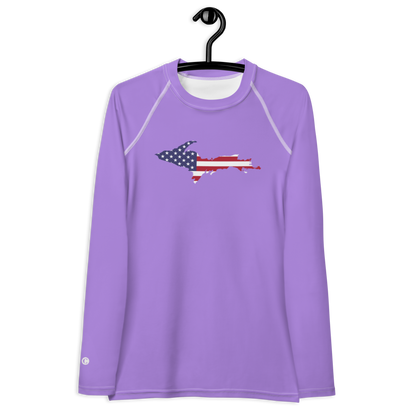 Michigan Upper Peninsula Rash Guard (w/ UP USA Flag) | Women's - Lavender