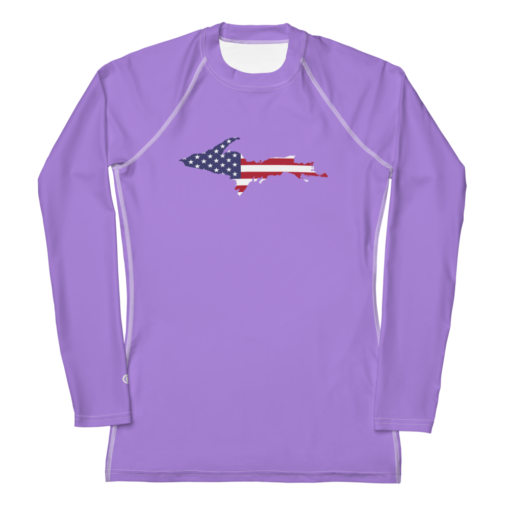 Michigan Upper Peninsula Rash Guard (w/ UP USA Flag) | Women's - Lavender