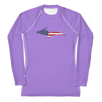 Michigan Upper Peninsula Rash Guard (w/ UP USA Flag) | Women's - Lavender