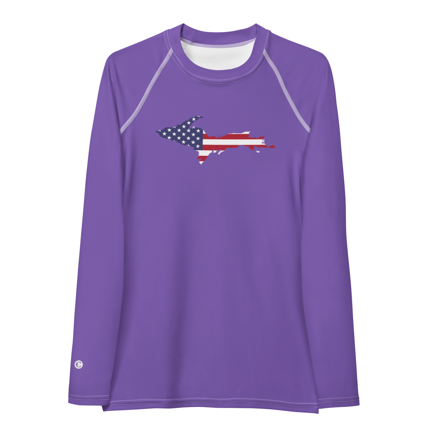 Michigan Upper Peninsula Rash Guard (w/ UP USA Flag) | Women's - Lake Iris