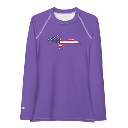 Michigan Upper Peninsula Rash Guard (w/ UP USA Flag) | Women's - Lake Iris