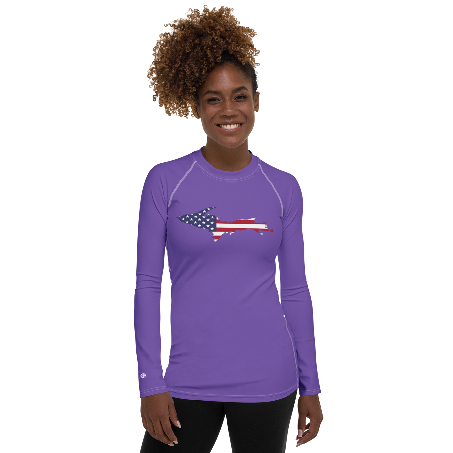 Michigan Upper Peninsula Rash Guard (w/ UP USA Flag) | Women's - Lake Iris