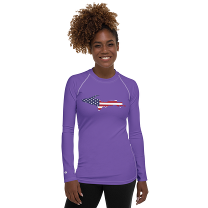 Michigan Upper Peninsula Rash Guard (w/ UP USA Flag) | Women's - Lake Iris