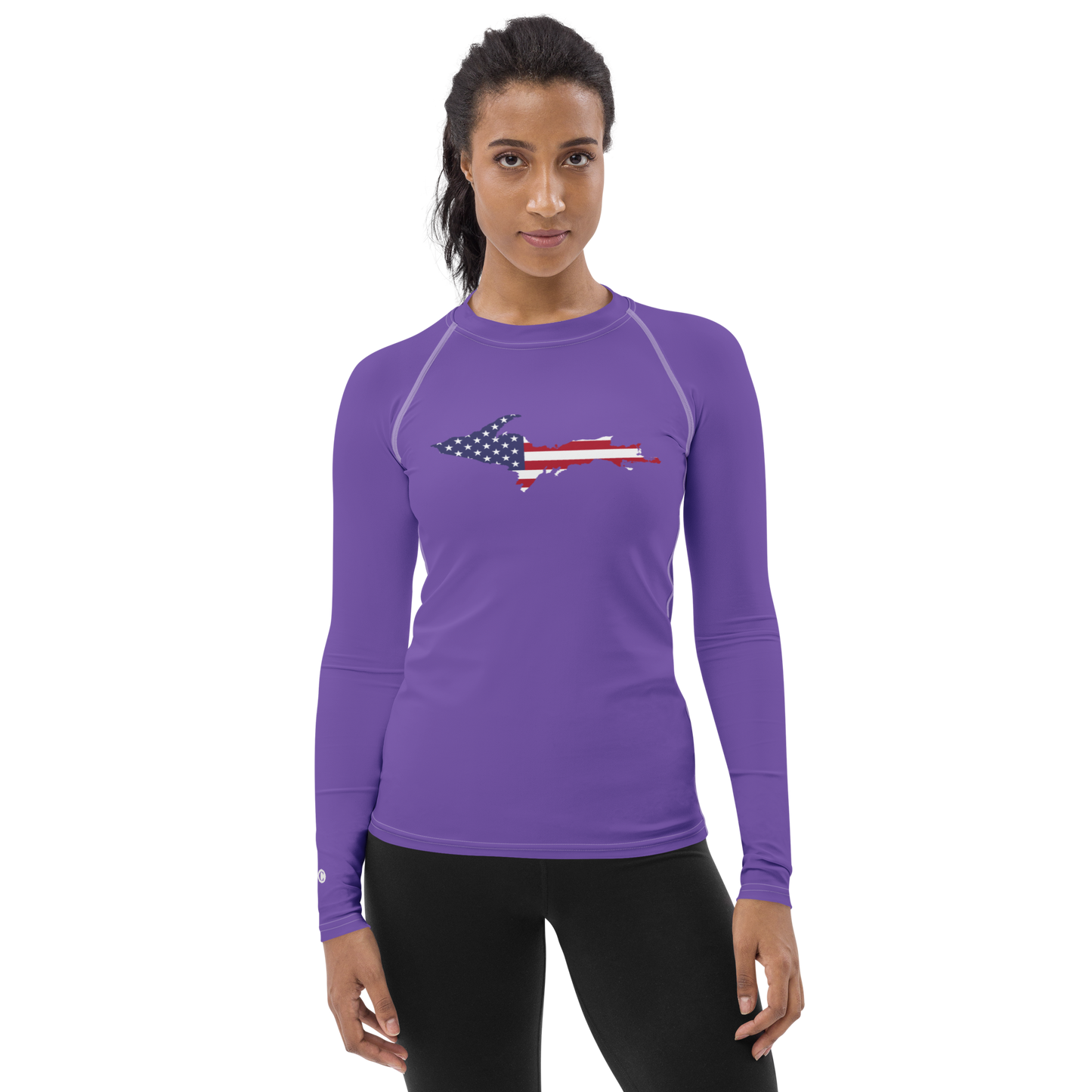 Michigan Upper Peninsula Rash Guard (w/ UP USA Flag) | Women's - Lake Iris