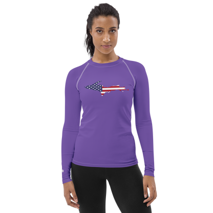 Michigan Upper Peninsula Rash Guard (w/ UP USA Flag) | Women's - Lake Iris