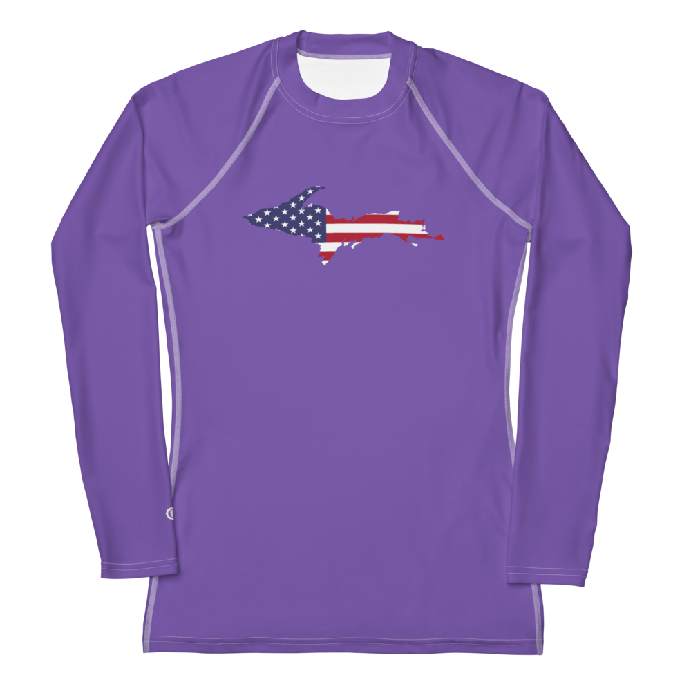 Michigan Upper Peninsula Rash Guard (w/ UP USA Flag) | Women's - Lake Iris