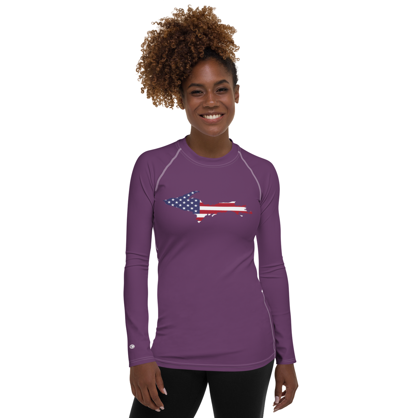 Michigan Upper Peninsula Rash Guard (w/ UP USA Flag) | Women's - Plum