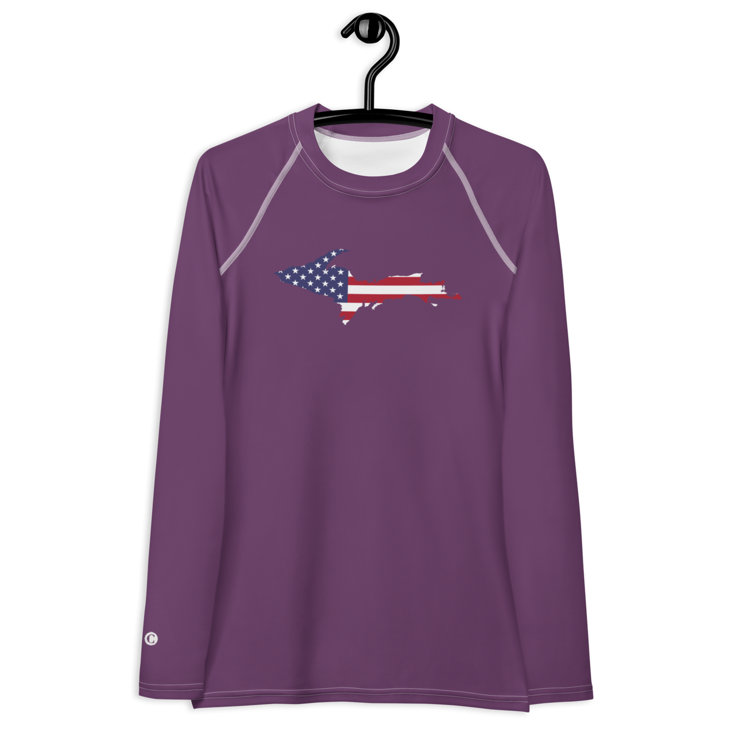 Michigan Upper Peninsula Rash Guard (w/ UP USA Flag) | Women's - Plum