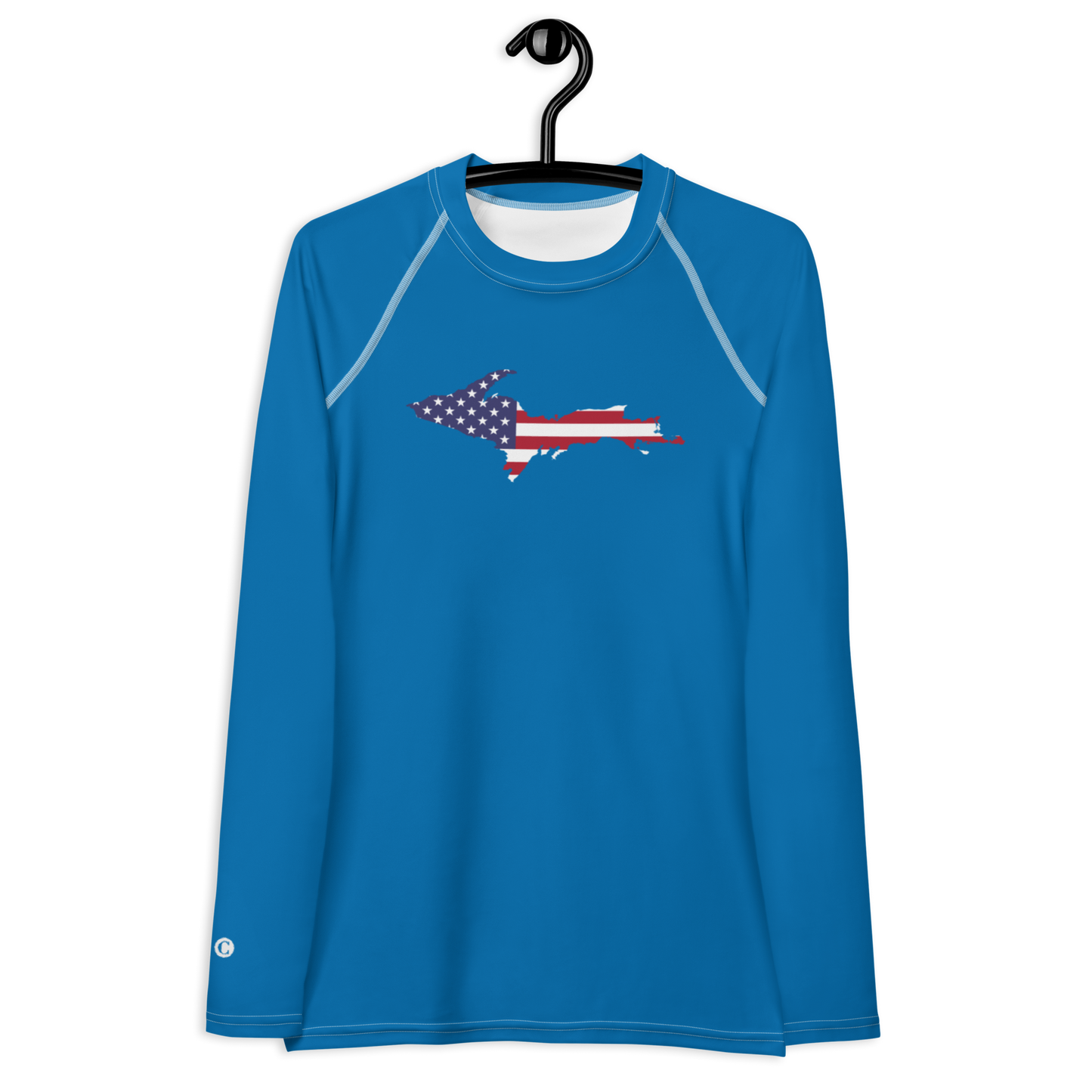 Michigan Upper Peninsula Rash Guard (w/ UP USA Flag) | Women's - Azure