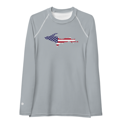 Michigan Upper Peninsula Rash Guard (w/ UP USA Flag) | Women's - Silver