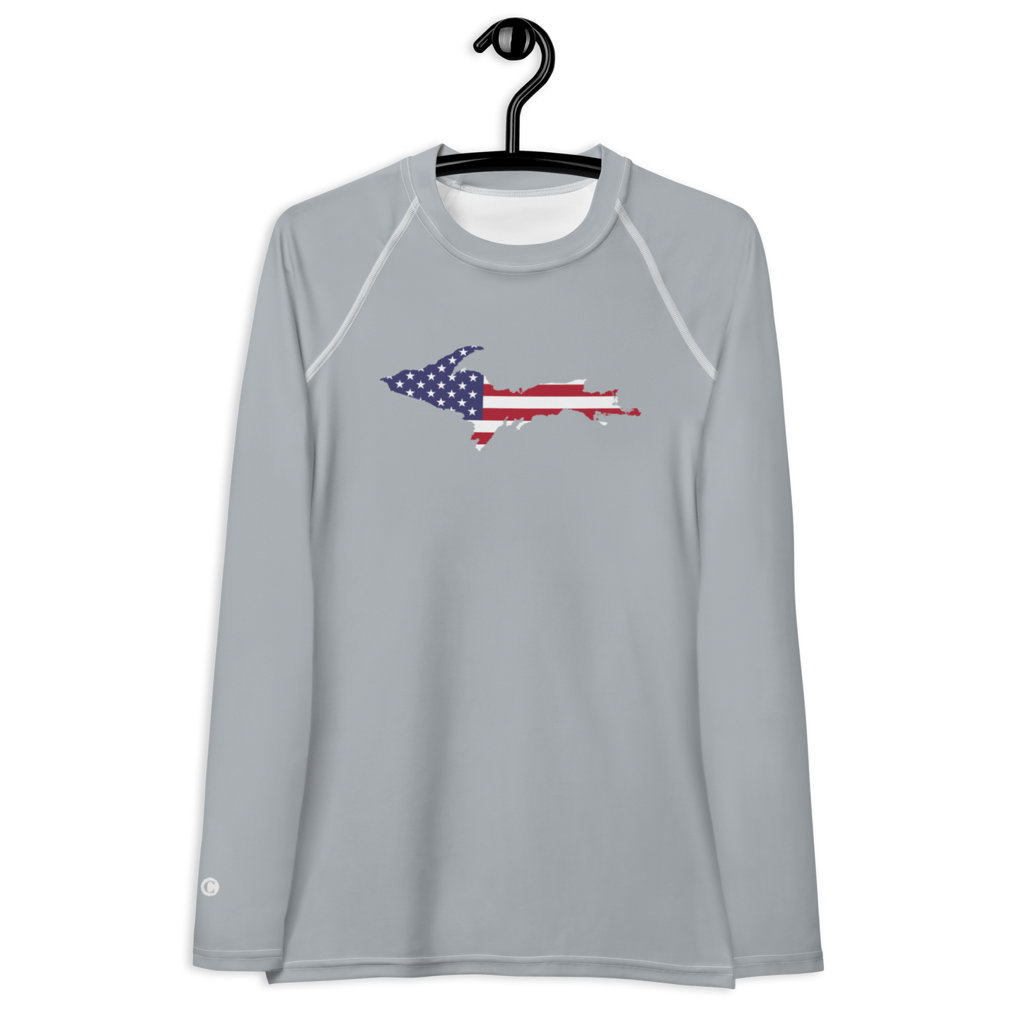 Michigan Upper Peninsula Rash Guard (w/ UP USA Flag) | Women's - Silver