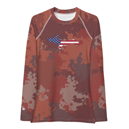 Michigan Upper Peninsula Rash Guard (w/ UP USA Flag) | Women's - Ore Dock Camo