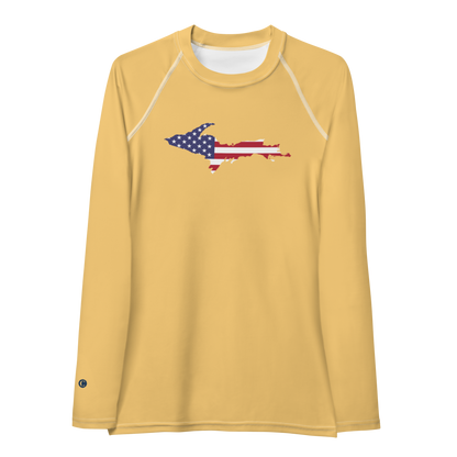 Michigan Upper Peninsula Rash Guard (w/ UP USA Flag) | Women's - Citrine