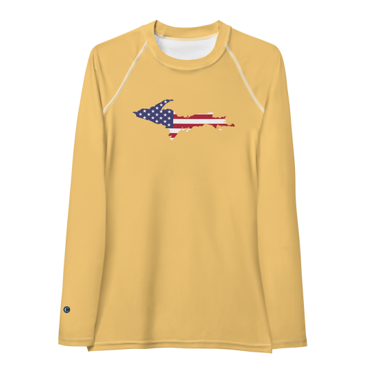 Michigan Upper Peninsula Rash Guard (w/ UP USA Flag) | Women's - Citrine